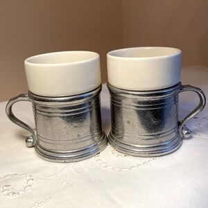 Pewter Coffee Tea Cups W/ Ceramic Liner RWP Wilton Columbia PA USA Set 2